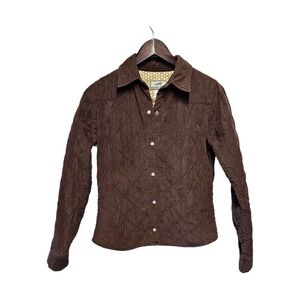 HORNY TOAD Corduroy Floral Quilted Jacket SMALL Brown